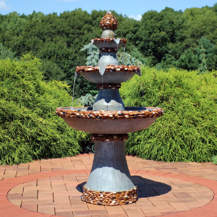 Wildon Home® Resin Outdoor Water Fountain with Light Wayfair